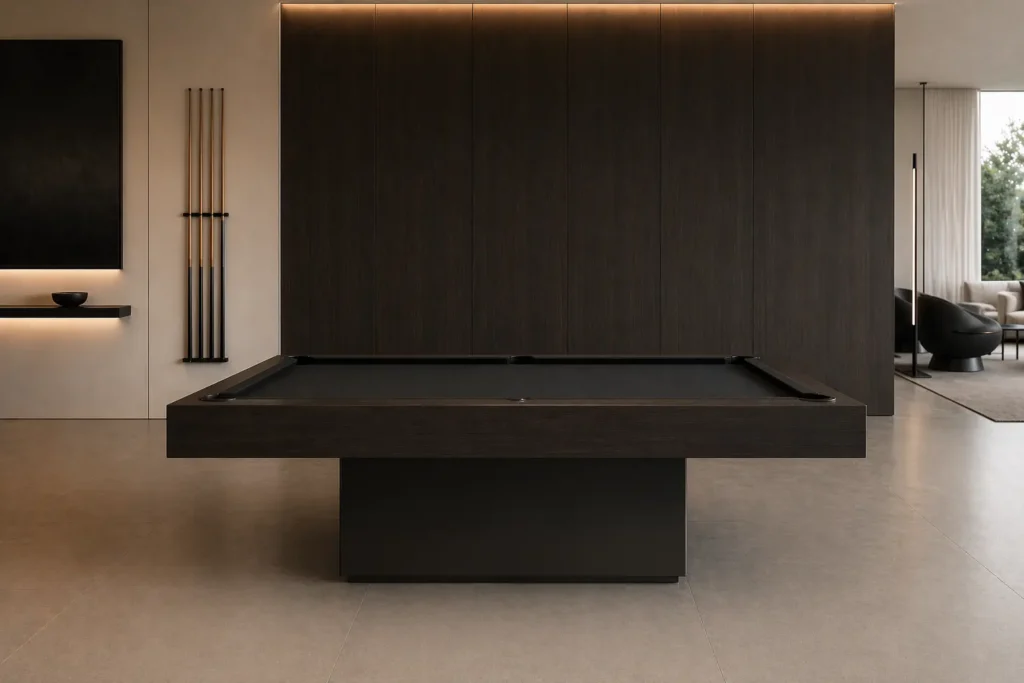 Modern MONOLITE billiard table in a contemporary luxury interior.